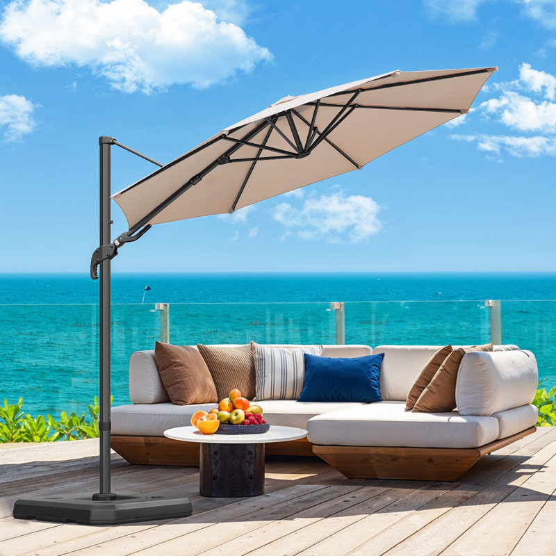 Arlmont Co. Belmira Aluminum 360 Degree Rotation Cantilever Offset Umbrella with Stand Base Wayfair